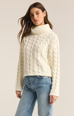 Z SUPPLY Women's Sweaters Z Supply Tied To You Cable Knit Turtleneck Sweater || David's Clothing