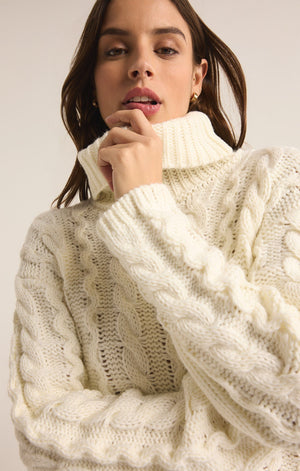 Z SUPPLY Women's Sweaters Z Supply Tied To You Cable Knit Turtleneck Sweater || David's Clothing