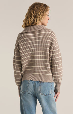 Z SUPPLY Women's Sweaters Z Supply Villa Half Zip Stripe Sweater || David's Clothing