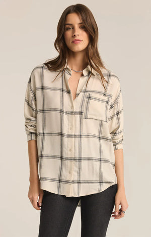 Z SUPPLY Women's Top SEA SALT / XS Z Supply River Plaid Button Up || David's Clothing ZT223751