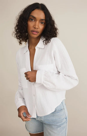 Z SUPPLY Women's Top Z Supply Campo Button Up Gauze Top || David's Clothing