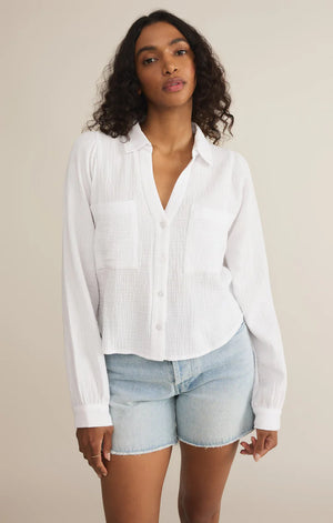 Z SUPPLY Women's Top Z Supply Campo Button Up Gauze Top || David's Clothing