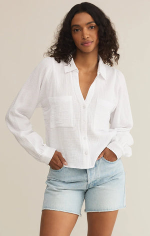 Z SUPPLY Women's Top Z Supply Campo Button Up Gauze Top || David's Clothing