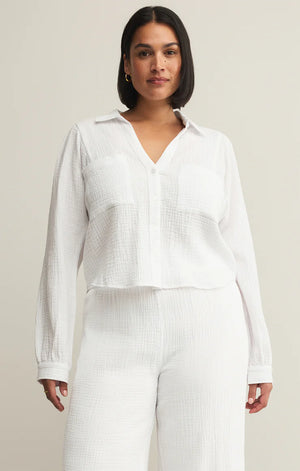 Z SUPPLY Women's Top Z Supply Campo Button Up Gauze Top || David's Clothing