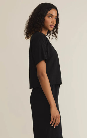 Z SUPPLY Women's Top Z Supply Sway Textured Slub Cropped Tee || David's Clothing