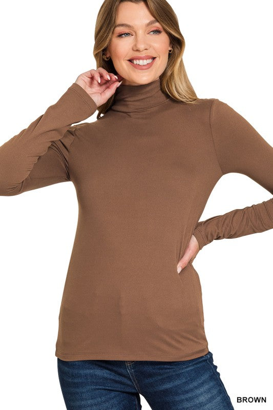 ZENANA Women's Top BROWN / S Premium Microfiber Mock Neck Top MT-9094M8