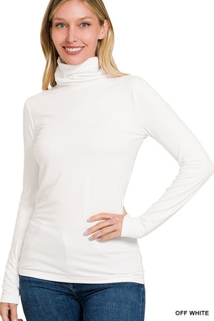 ZENANA Women's Top OFFWHITE / S Premium Microfiber Mock Neck Top || David's Clothing MT-2055MB