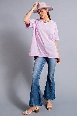 EASEL Women's Top Oversized Cotton Top || David's Clothing