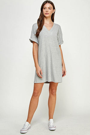 ELLISON Women's Dresses V-neck T-shirt Dress || David's Clothing