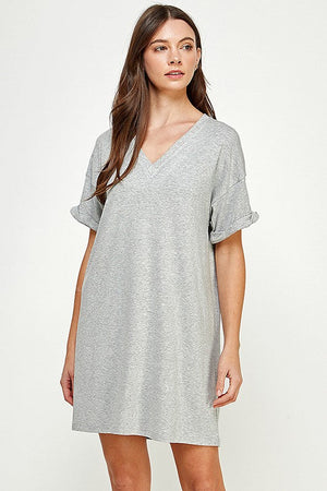 ELLISON Women's Dresses V-neck T-shirt Dress || David's Clothing