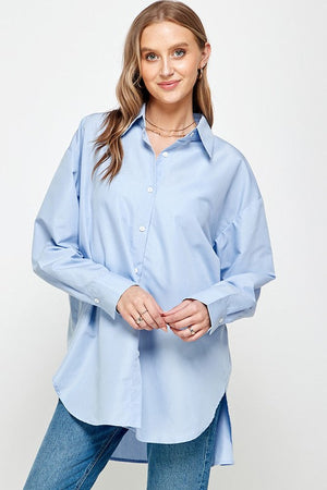ELLISON Women's Top Oversized Button Down Shirt || David's Clothing