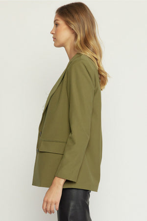 ENTRO INC Women Jackets Button Front Blazer || David's Clothing