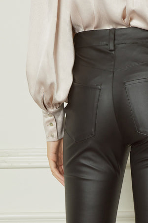 ENTRO INC Women's Pants Faux Leather High-waisted Flare Leg Pants || David's Clothing