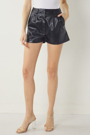 ENTRO INC Women's Shorts Faux Leather High-Waisted Shorts || David's Clothing