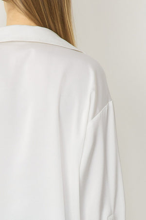 ENTRO INC Women's Top Satin Button Up Collared Top || David's Clothing