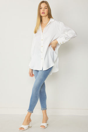 ENTRO INC Women's Top Satin Button Up Collared Top || David's Clothing