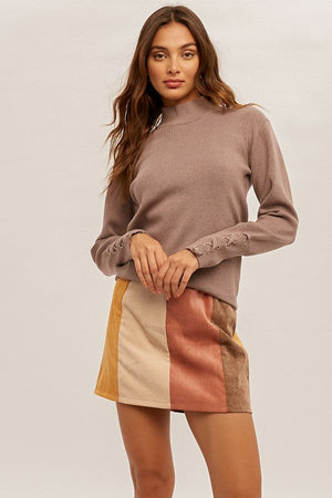 HEM AND THREAD I Women's Skirts Color Block Corduroy Mini Skirt || David's Clothing