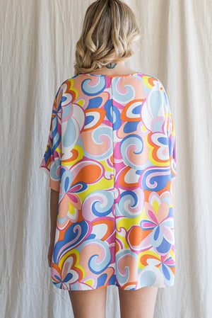 JODIFL Women's Top Print Short Dolman Sleeves Top || David's Clothing
