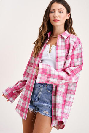 LA MIEL Women's Top Buffalo Plaid Dreamy Shirt || David's Clothing