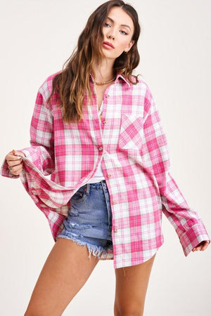 LA MIEL Women's Top CANDY PI / S Buffalo Plaid Dreamy Shirt || David's Clothing SRT1337