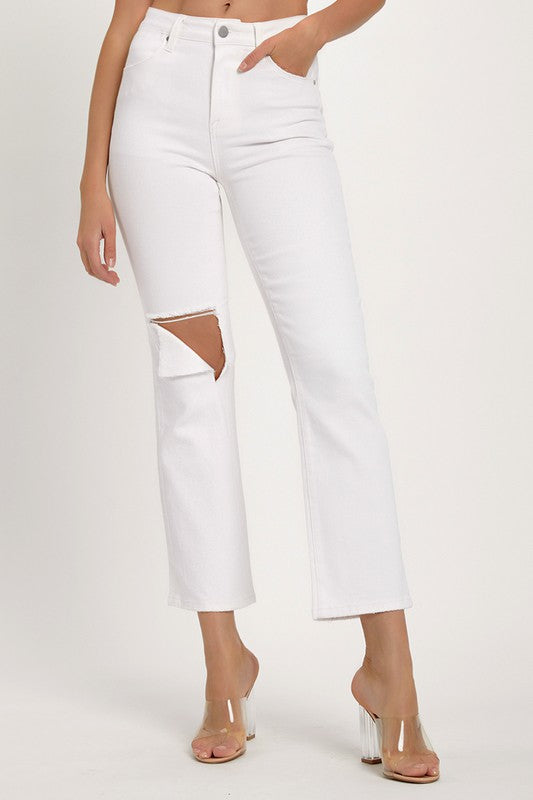 Risen Jeans Women's Jeans Risen Relaxed Distressed White Jeans || David's Clothing