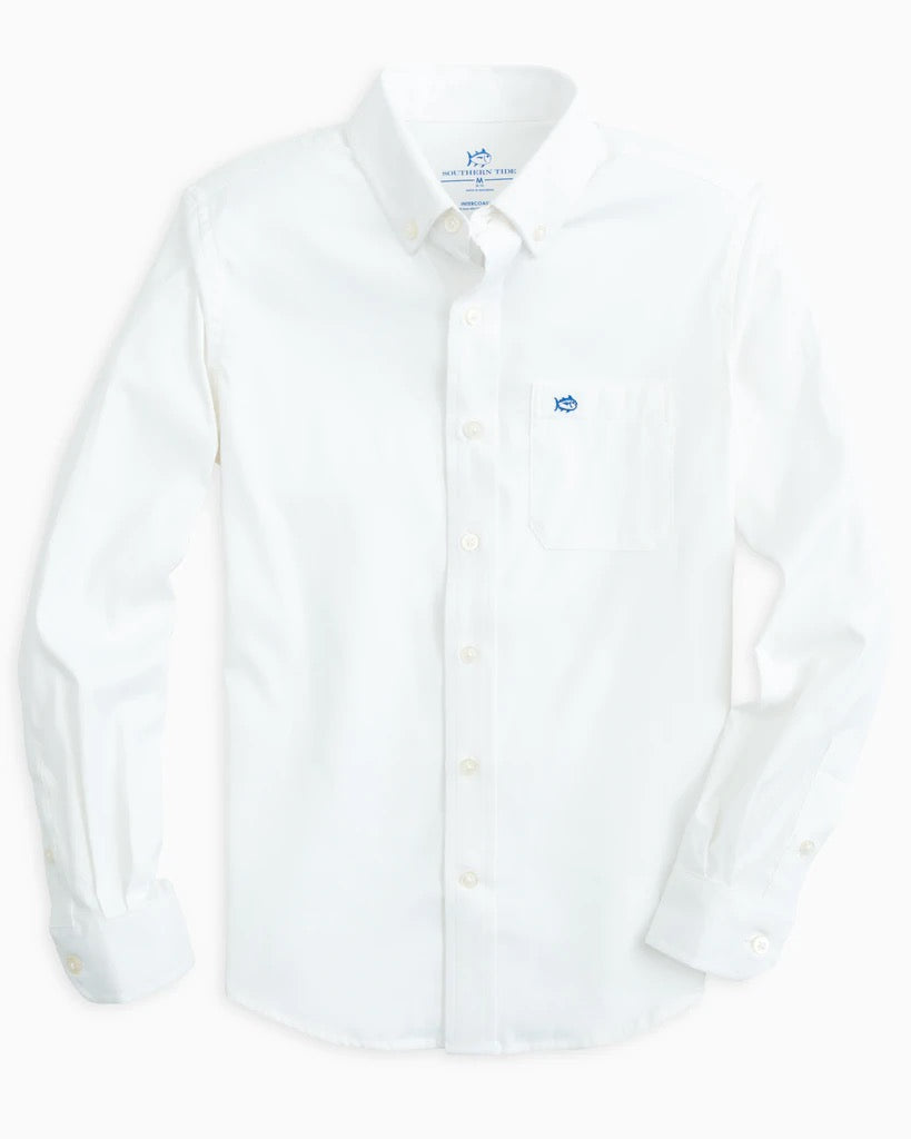 SOUTHERN TIDE Kid's Tops Southern Tide Boys Solid Intercoastal Button Down Shirt || David's Clothing