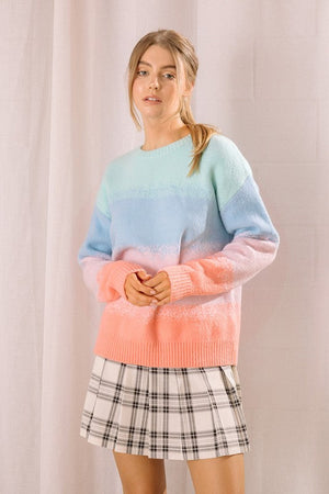 STORIA Women's Sweater Pastel Ombre Pullover Knit Sweater || David's Clothing
