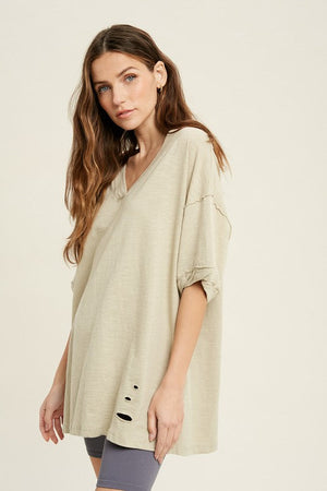 WISHLIST Women's Top Oversized Cotton Knit Top With Twisted Cuff Detail || David's Clothing