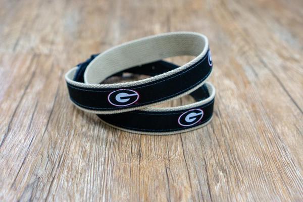 Zeppro University of Georgia Ribbon Belt - Black with tan