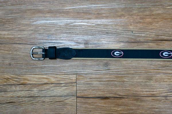 Zeppro University of Georgia Ribbon Belt - Black with tan